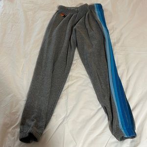 Aviator Nation Sweatpants | Grey w/ Blue Stripes | XS